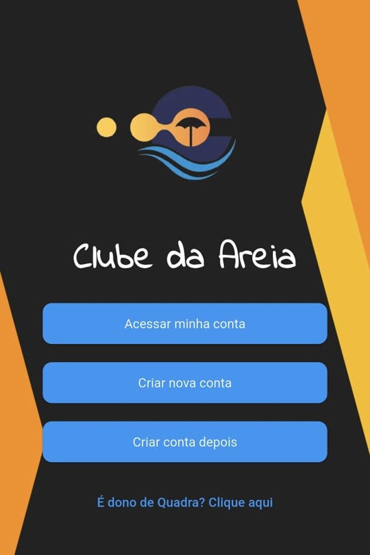 Mock do app Clube da Areia